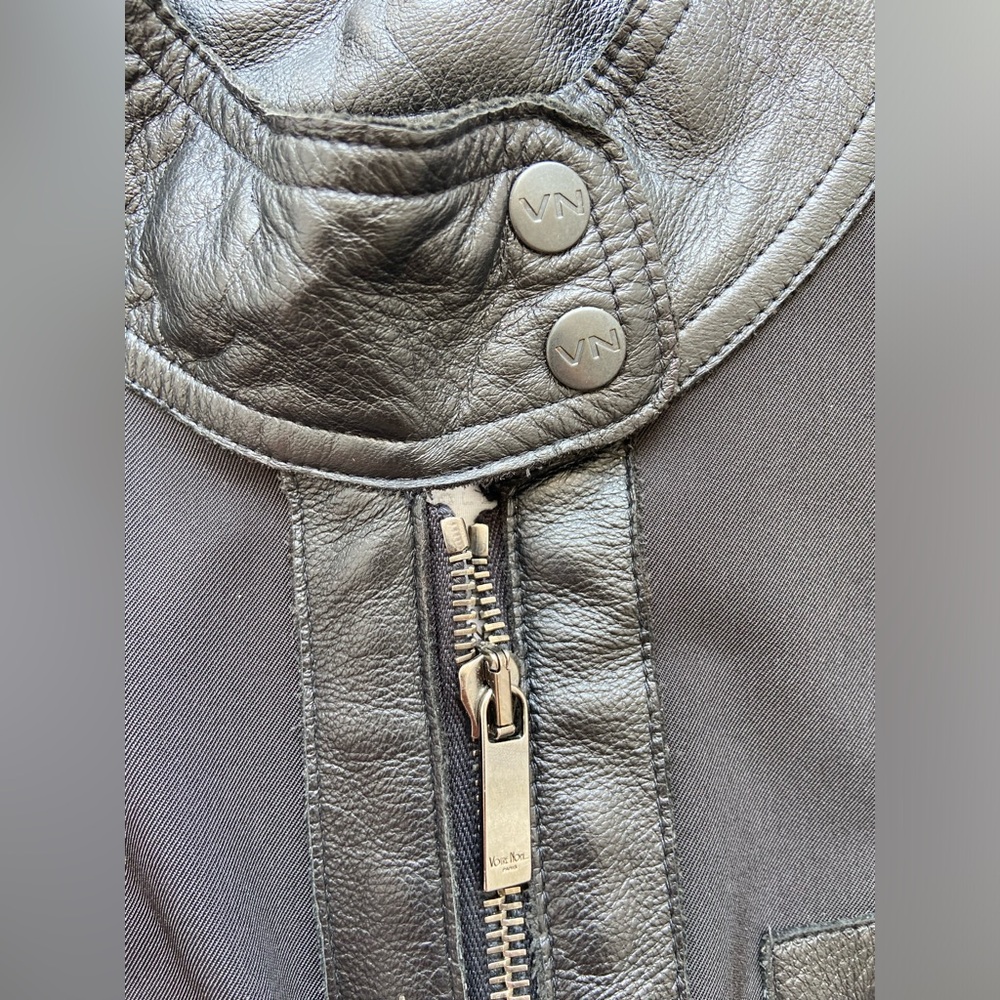 Votre Nom Black Blazer Jacket – Zipper Detail & Faux Leather Trim | Size 8 - Picture 4 of 16